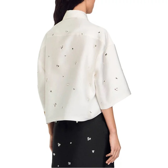 Mentissa Oversized Cropped Embellished Shirt - Picture 2 of 6